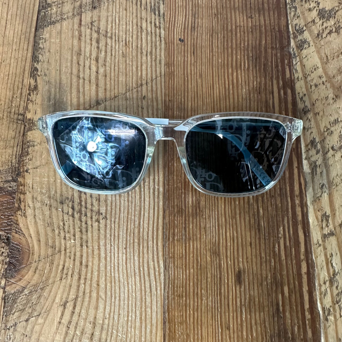 Dior Geometric Monogram Clear White Sunglasses W/ Box