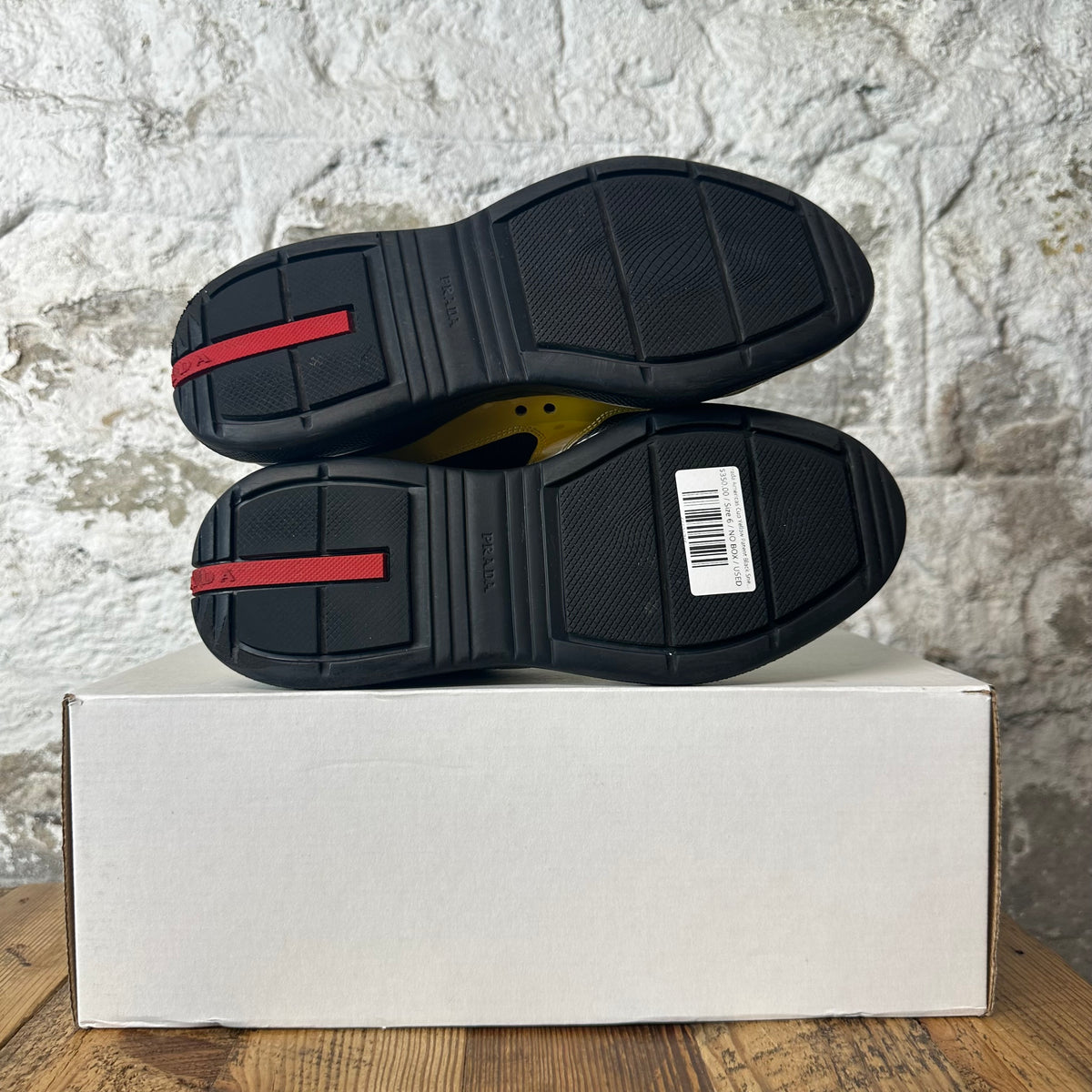 Prada Americas Cup Yellow Patent Black Sneaker Sz 6