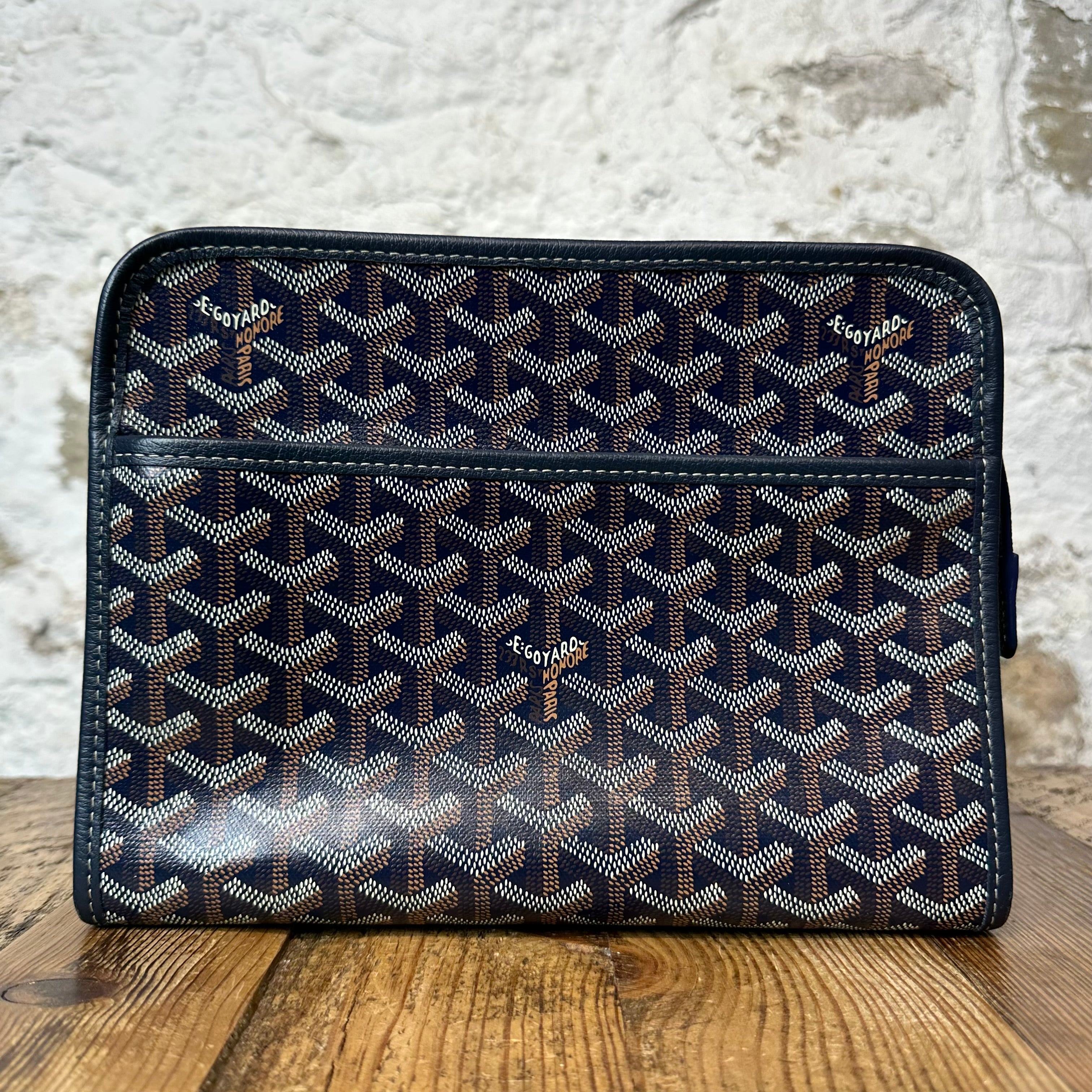 Goyard Jouvence Brown Monogram Navy Toiletry Bag