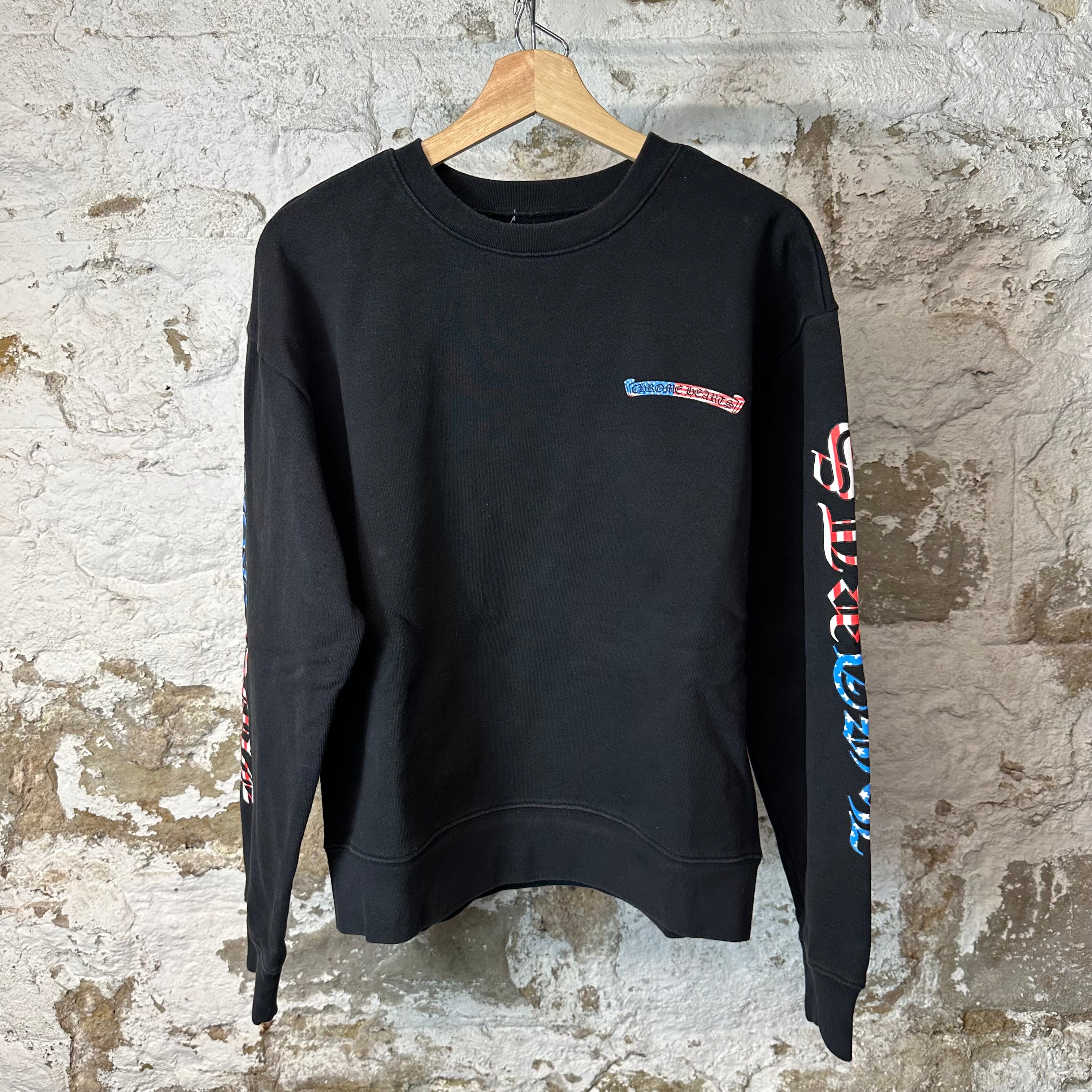 Chrome Hearts Matty Boy USA Scroll Black Crewneck Sz M