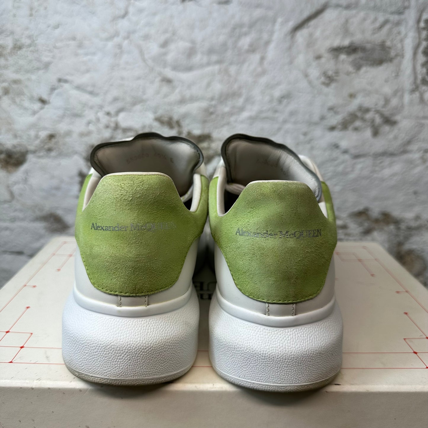 Alexander Mcqueen Green Suede Tab White Sneaker Sz 7.5 (40.5)
