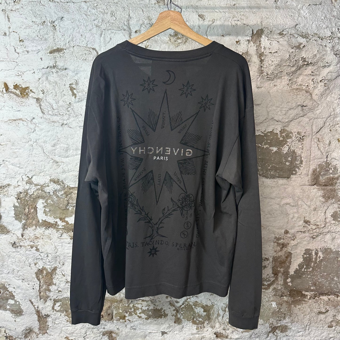 Givenchy Paris Spellout Brown Long Sleeve Sz L