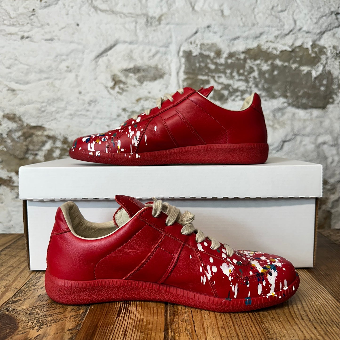 Maison Margiela Replica Paint Splatter Red Leather Sneaker Sz 5.5 (37.5)