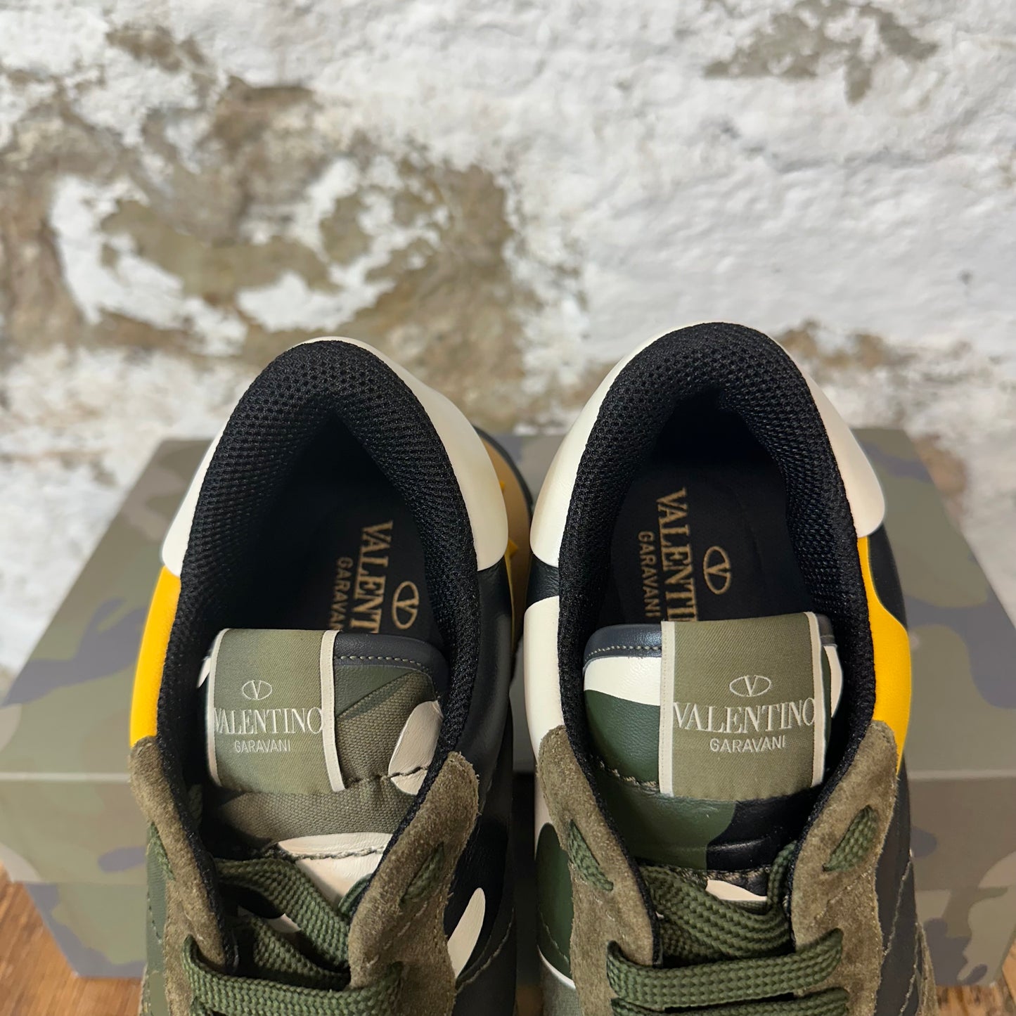 Valentino Green Camo Yellow Rock Runner Sneaker Sz 13 (46) DS