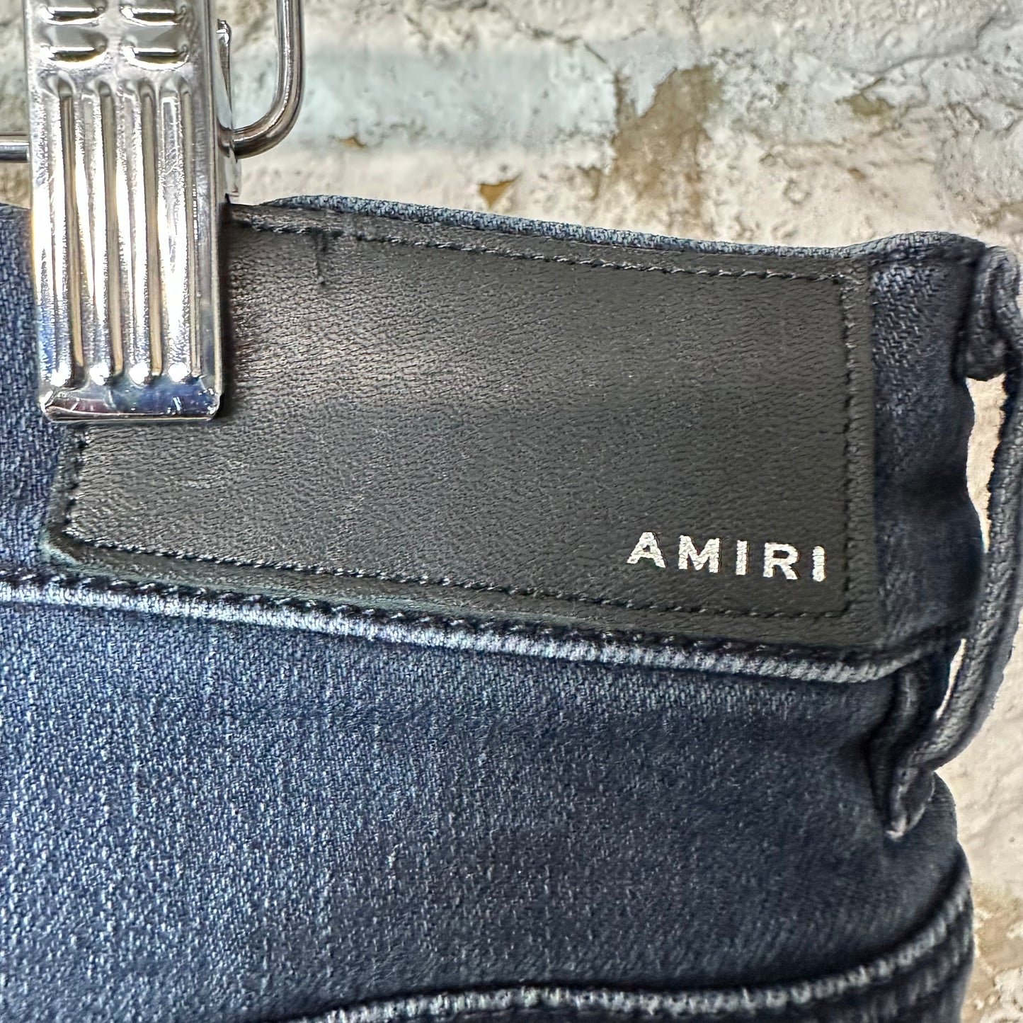 Amiri MX1 Red Suede Faded Black Denim Jeans Sz 34