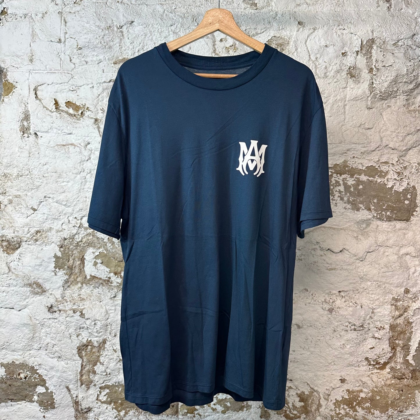 Amiri White AM Navy Blue T-shirt Sz L