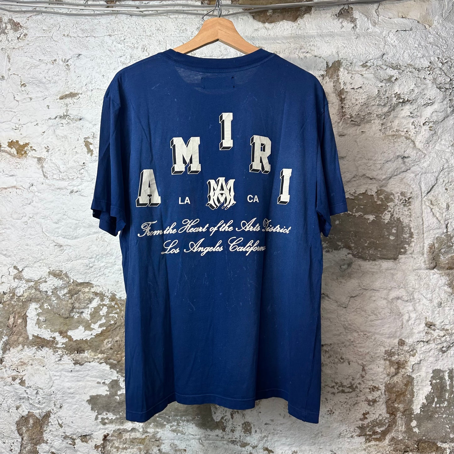 Amiri Cracked White Spell Blue T-Shirt Sz L