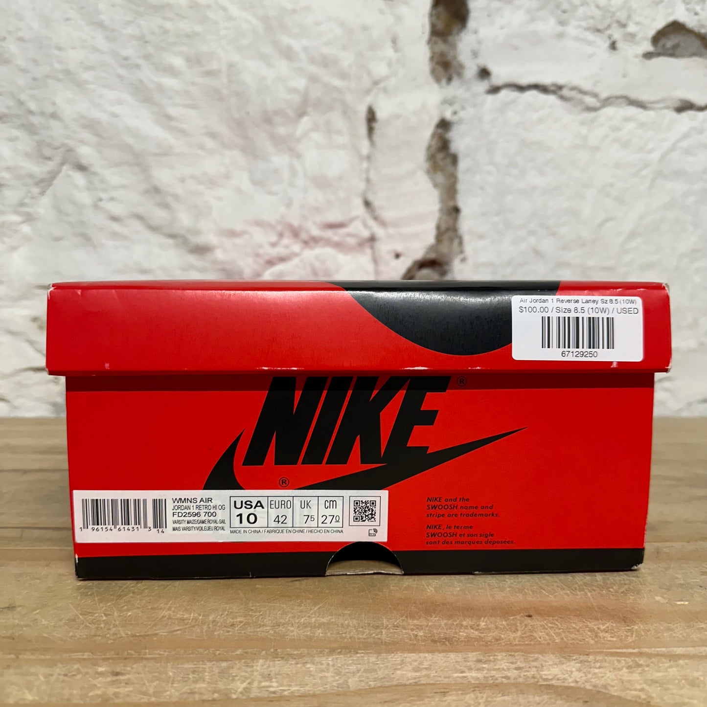 Air Jordan 1 High Reverse Laney Sz 8.5 (10W)