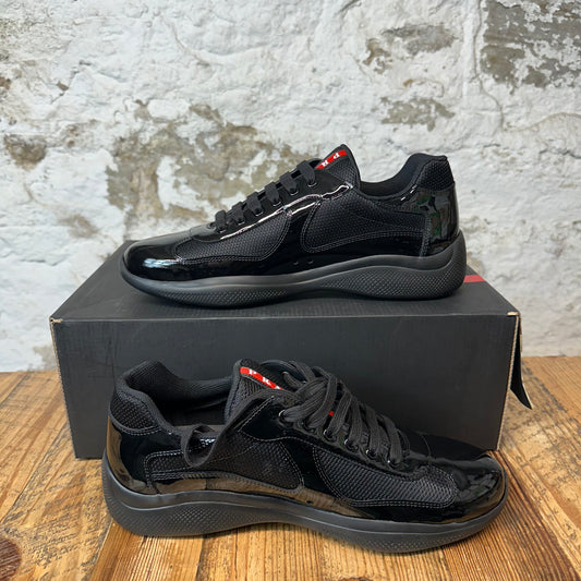 Prada Americas Cup Triple Black Patent Sneaker Sz 9.5 DS