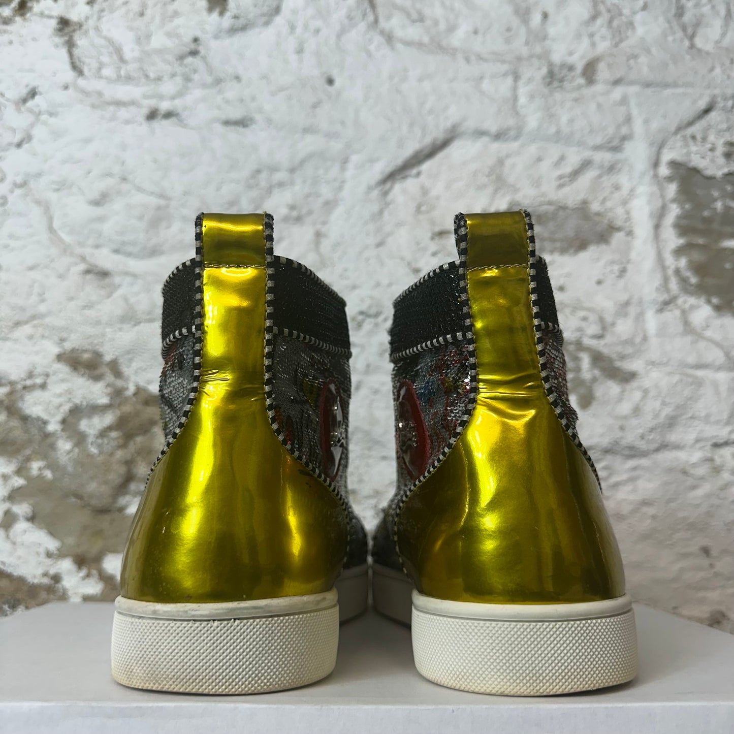 Christian Louboutin High Silver Sequen Miulticolor Sneaker Sz 11 (44)