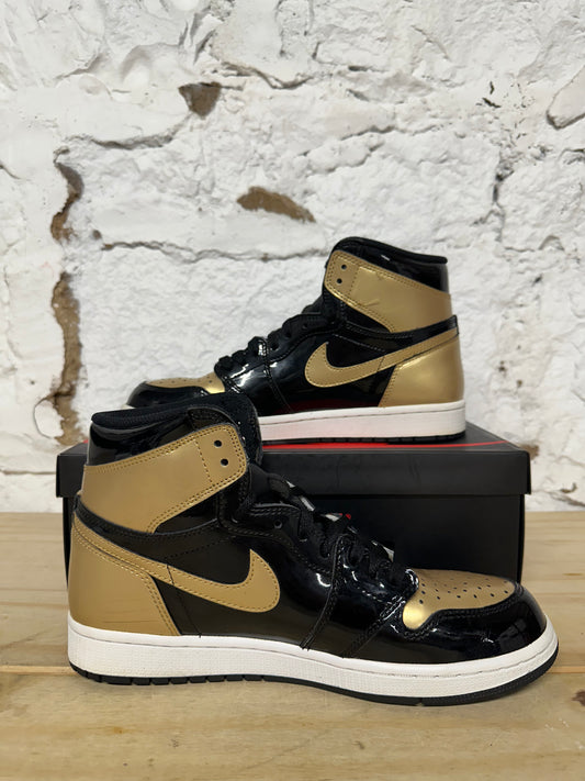 Air Jordan 1 High Patent Gold Toe Sz 9