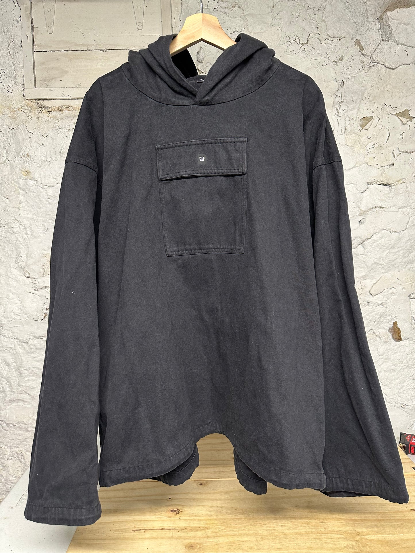 Yeezy Gap Sateen Black Anorak Hoodie Sz L