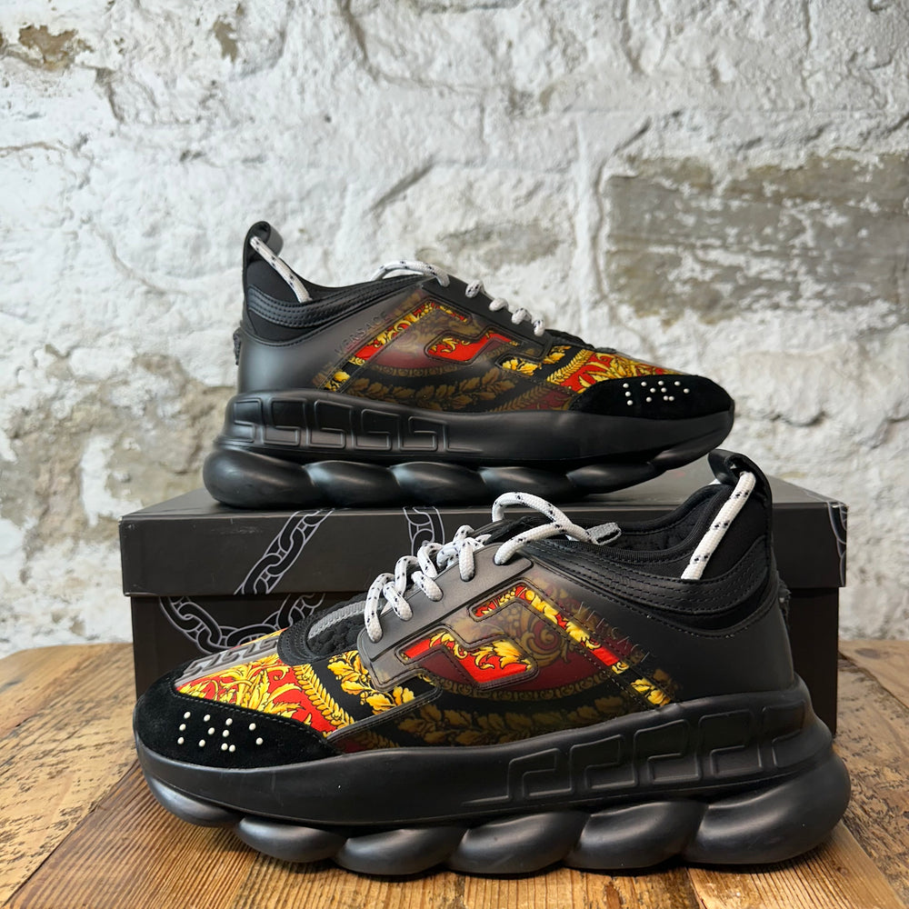 Versace Chain Reaction Barocco Print Black Sneaker Sz 8 (41)