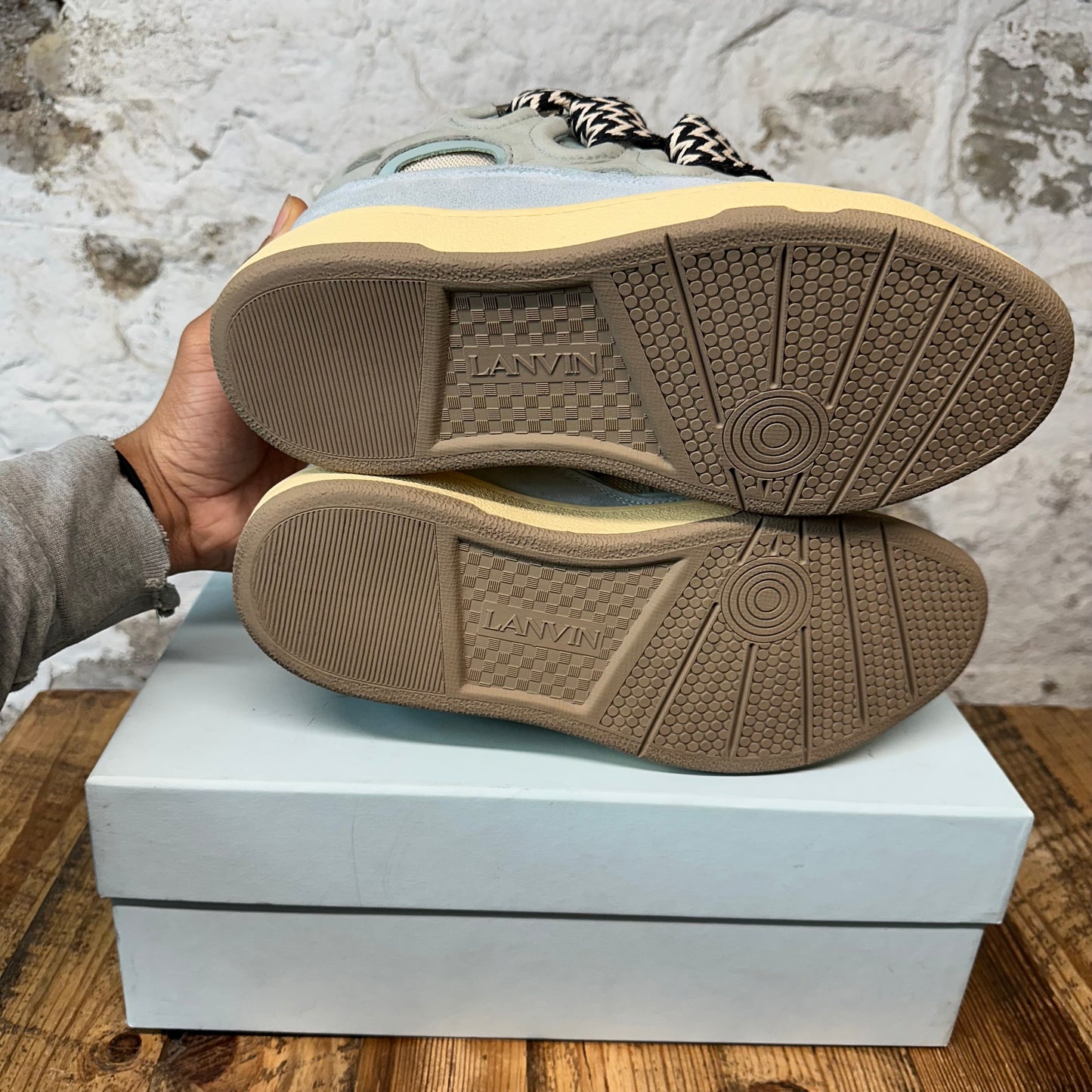 Lanvin Curb Black White Lace Green Blue Sneaker Sz 11 (44)