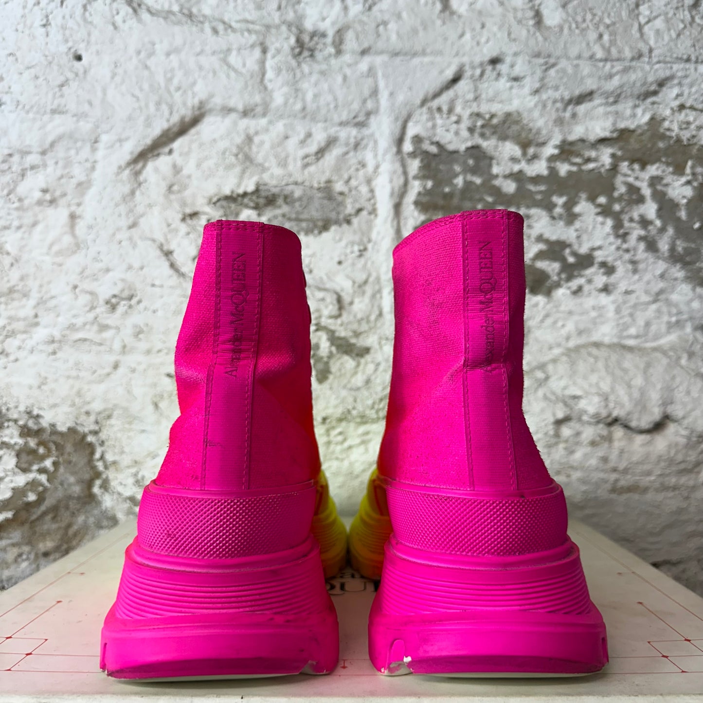 Alexander Mcqueen Pink Yellow Orange Tread Boot High Sz 7 (40)