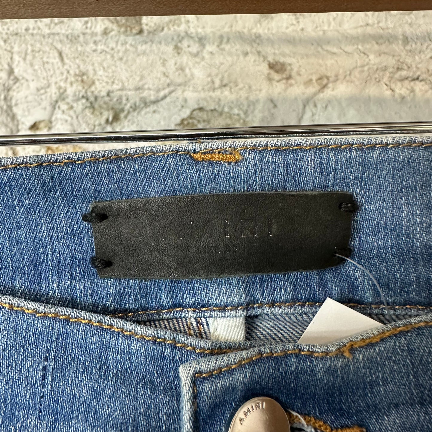 Amiri MX1 Aloha Patch Blue Denim Jeans Sz 32