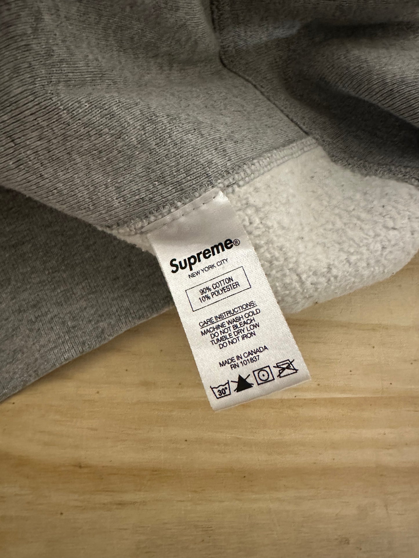 Supreme Green Felt Spellout Grey Hoodie Sz L