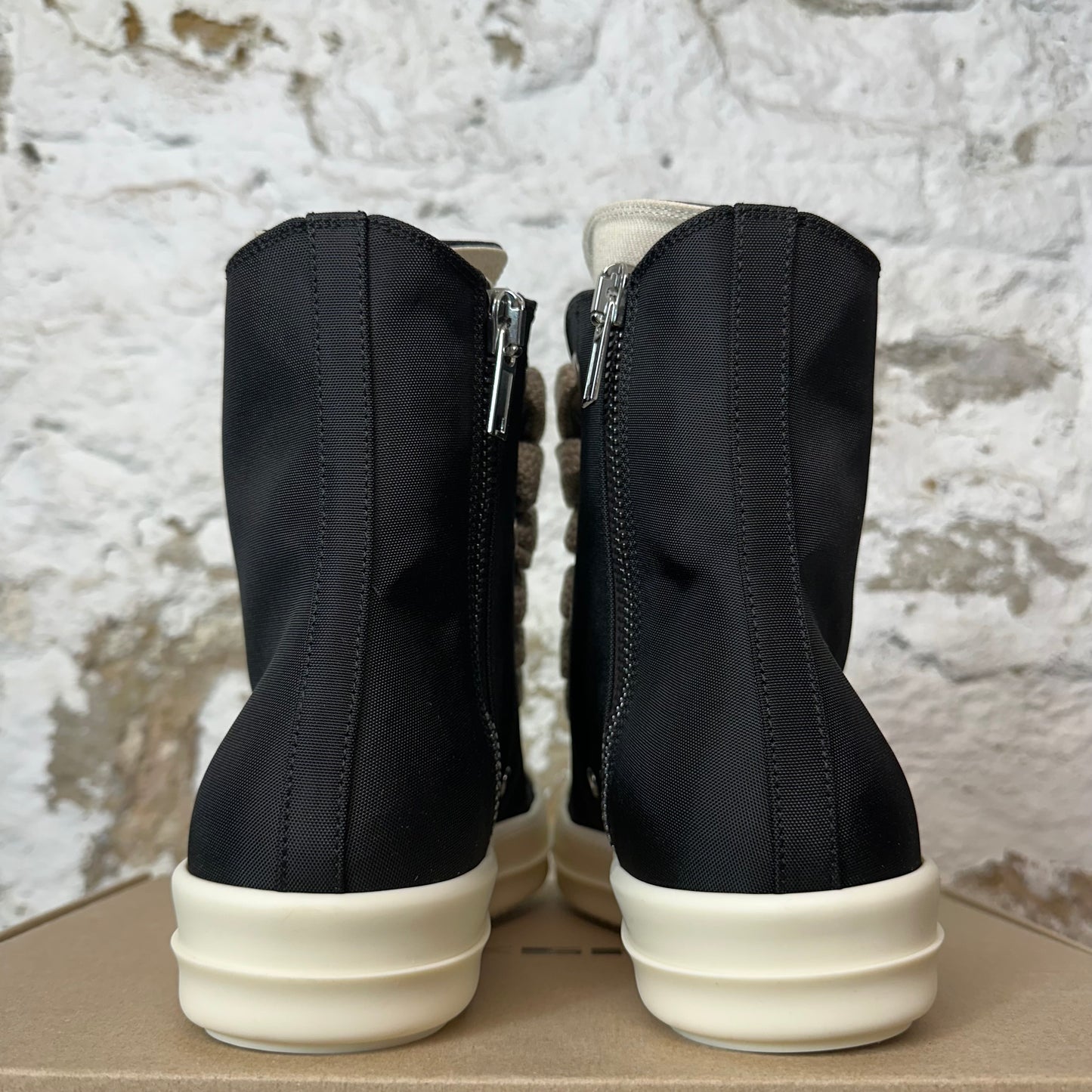 Rick Owens High Jumbo Lace Black Nylon Milk Sneaker