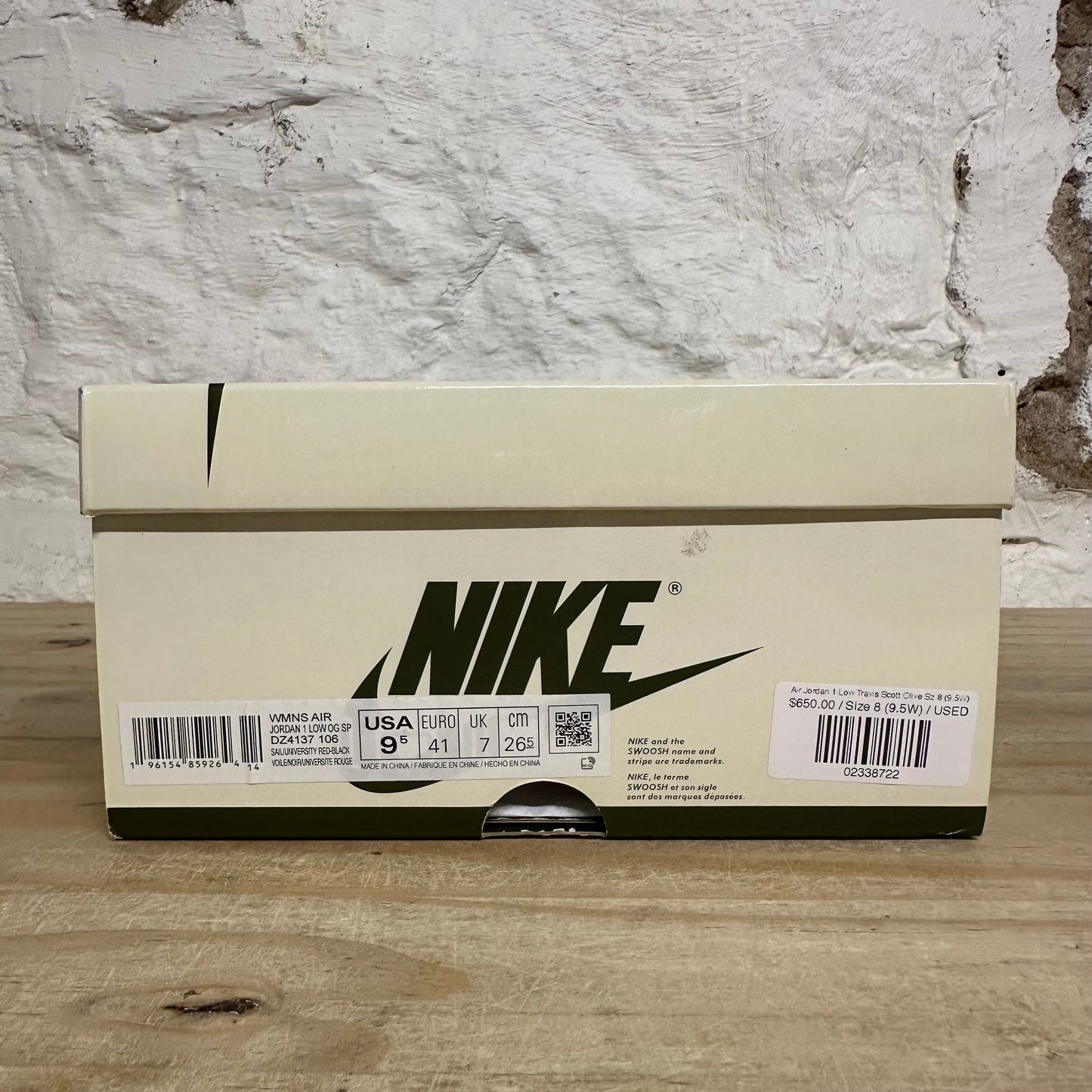 Air Jordan 1 Low Travis Scott Olive Sz 8 (9.5W)