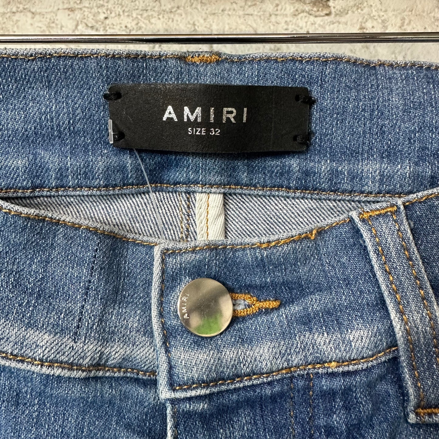 Amiri MX1 Aloha Patch Blue Denim Jeans Sz 32