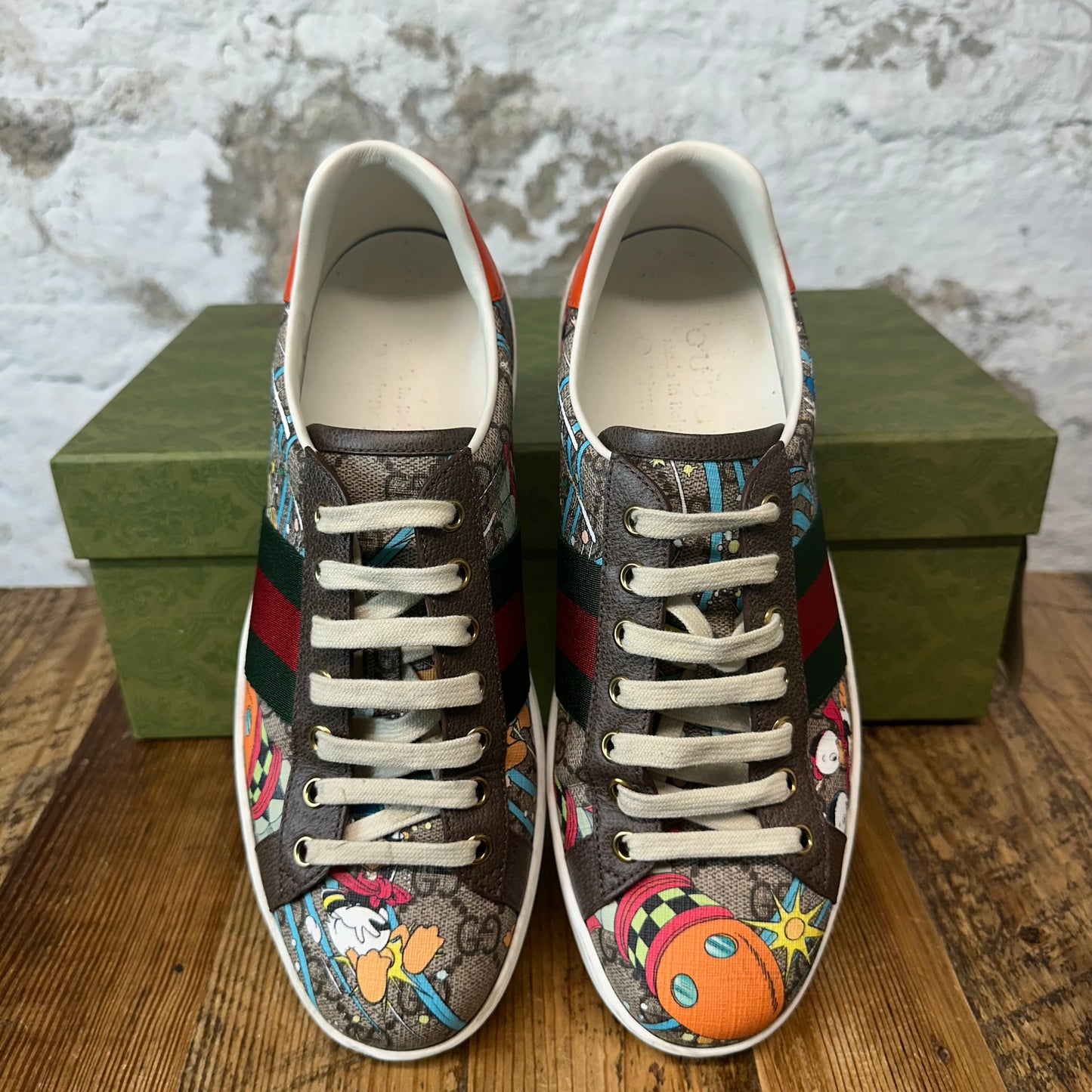 Gucci Donald Duck Monogram Ace Sneaker Sz 6.5