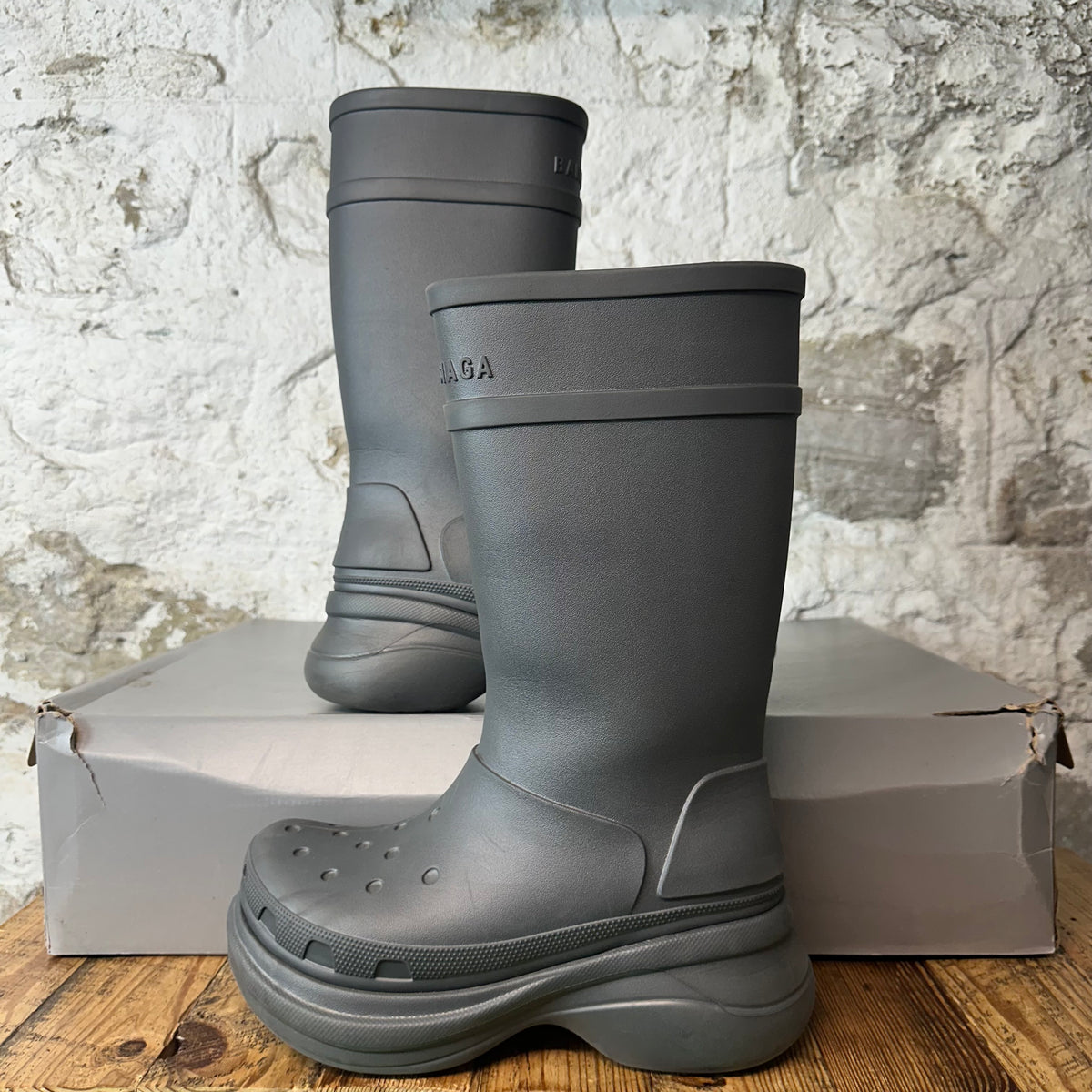 Balenciaga Grafite Rubber Croc Boot Sz 8 (41)