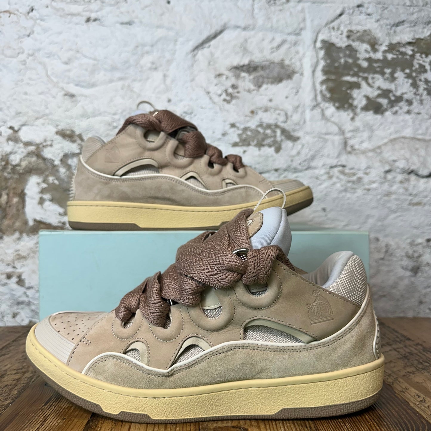 Lanvin Curb Beige Lace Nude Sneaker Sz 12 (45)