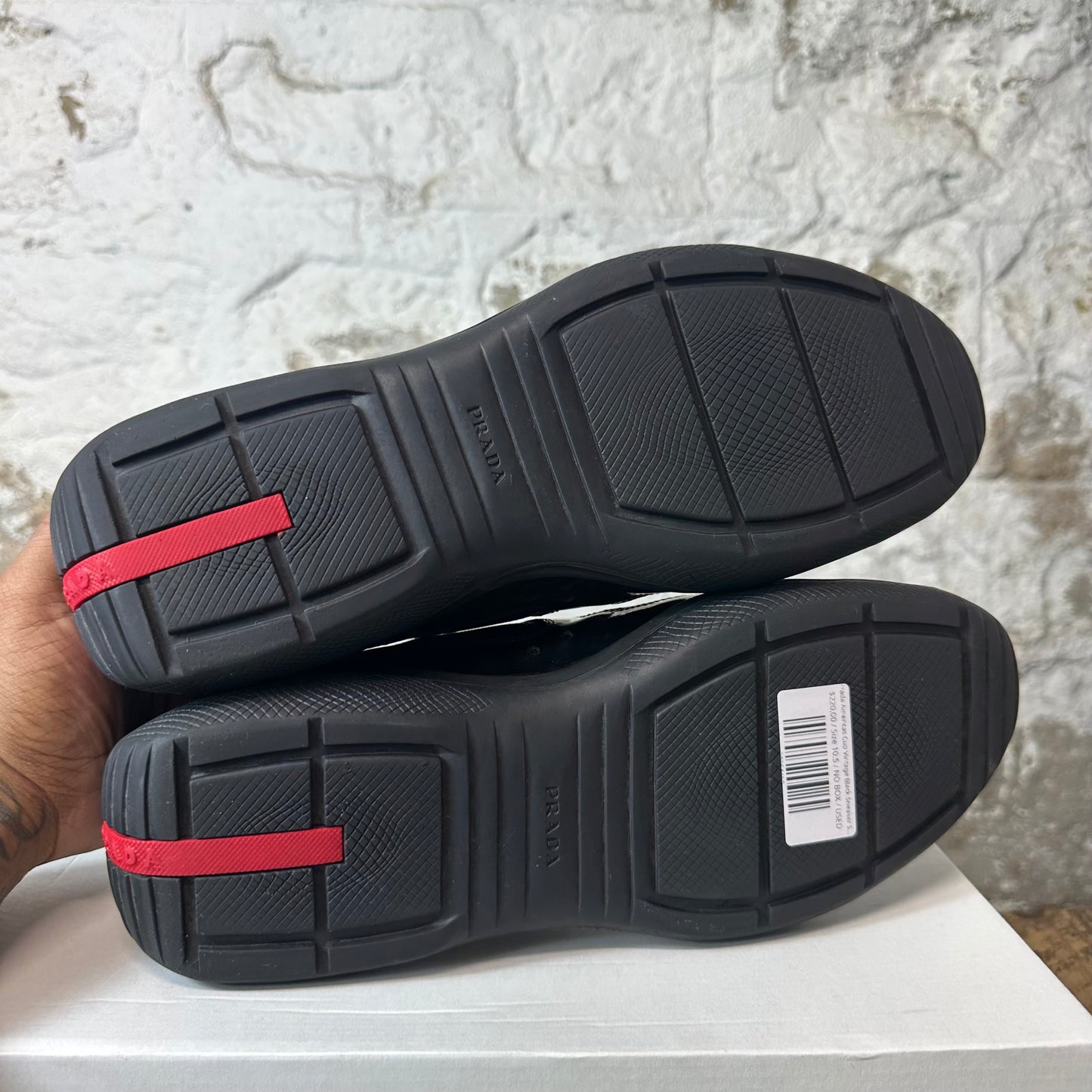 Prada Americas Cup Vintage Black Sneaker Sz 10.5