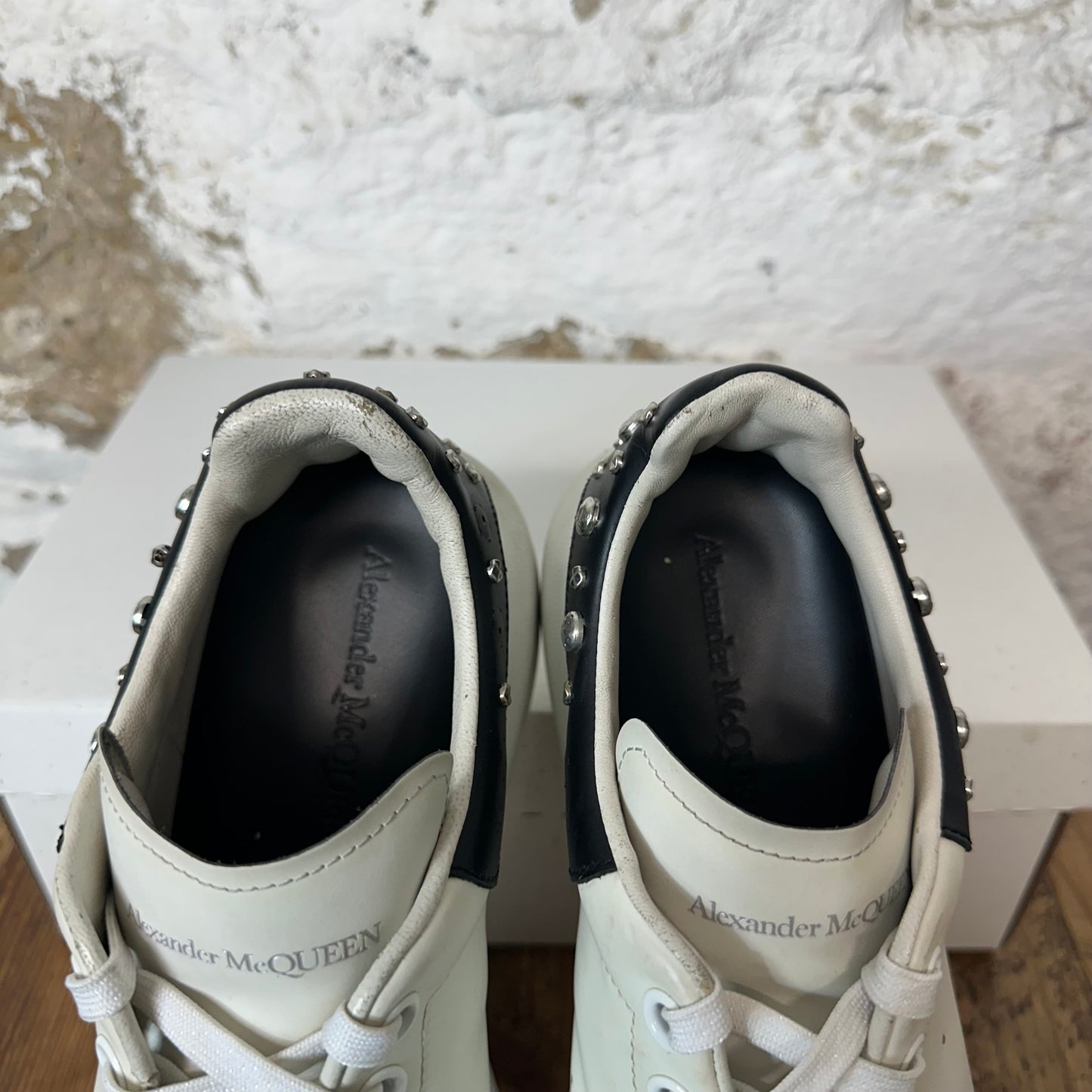 Alexander Mcqueen Black Studded Tab White Sneaker Sz 10 (43) No Box