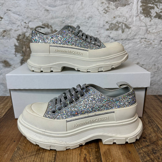 Alexander Mcqueen Low Glitter White Tread Boot Sz 5 (37) No Box