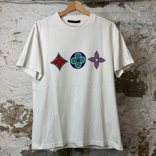 Louis Vuitton Multicolor Flower Logos White T-Shirt Sz M