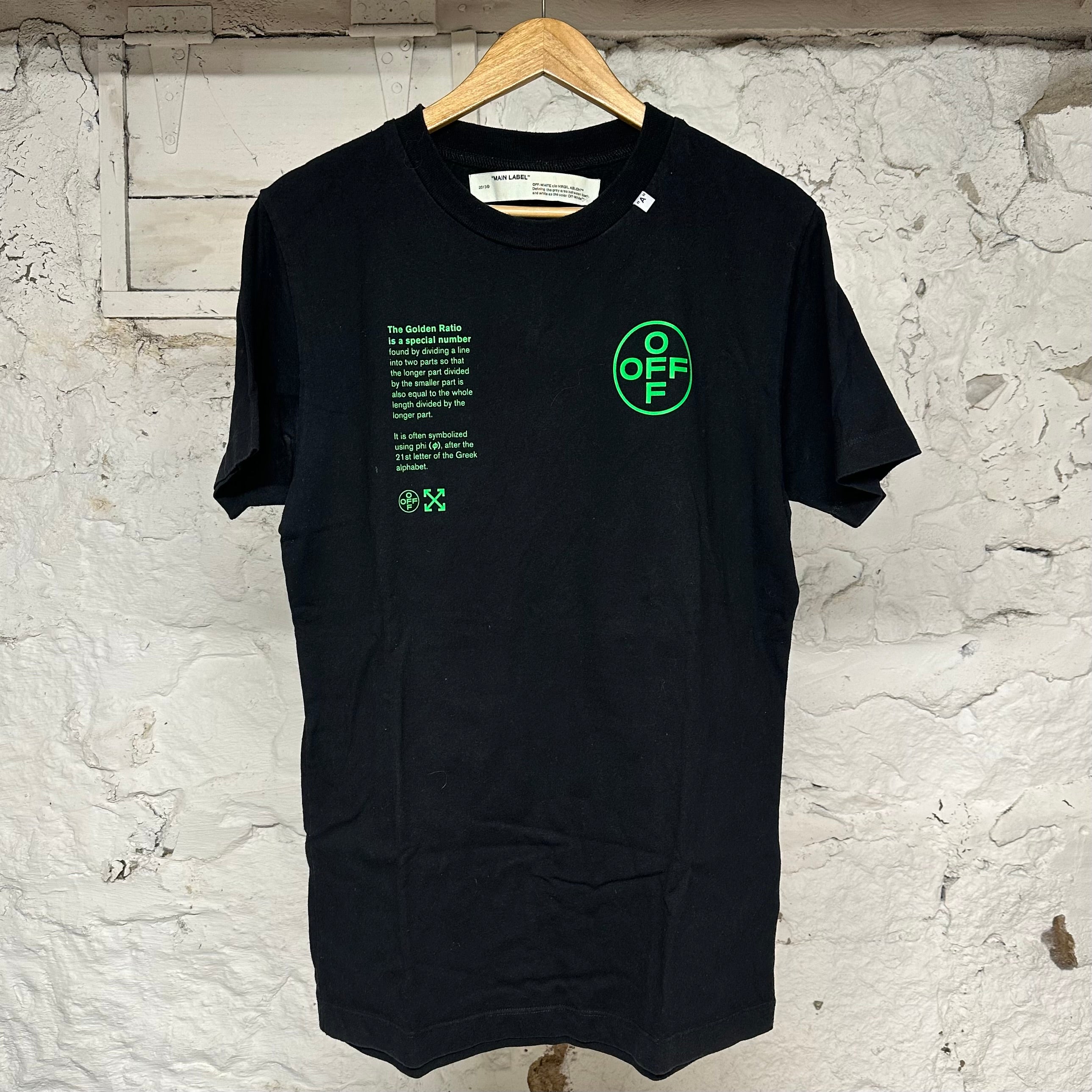 Off White Golden Ratio Green Black T-Shirt Sz M