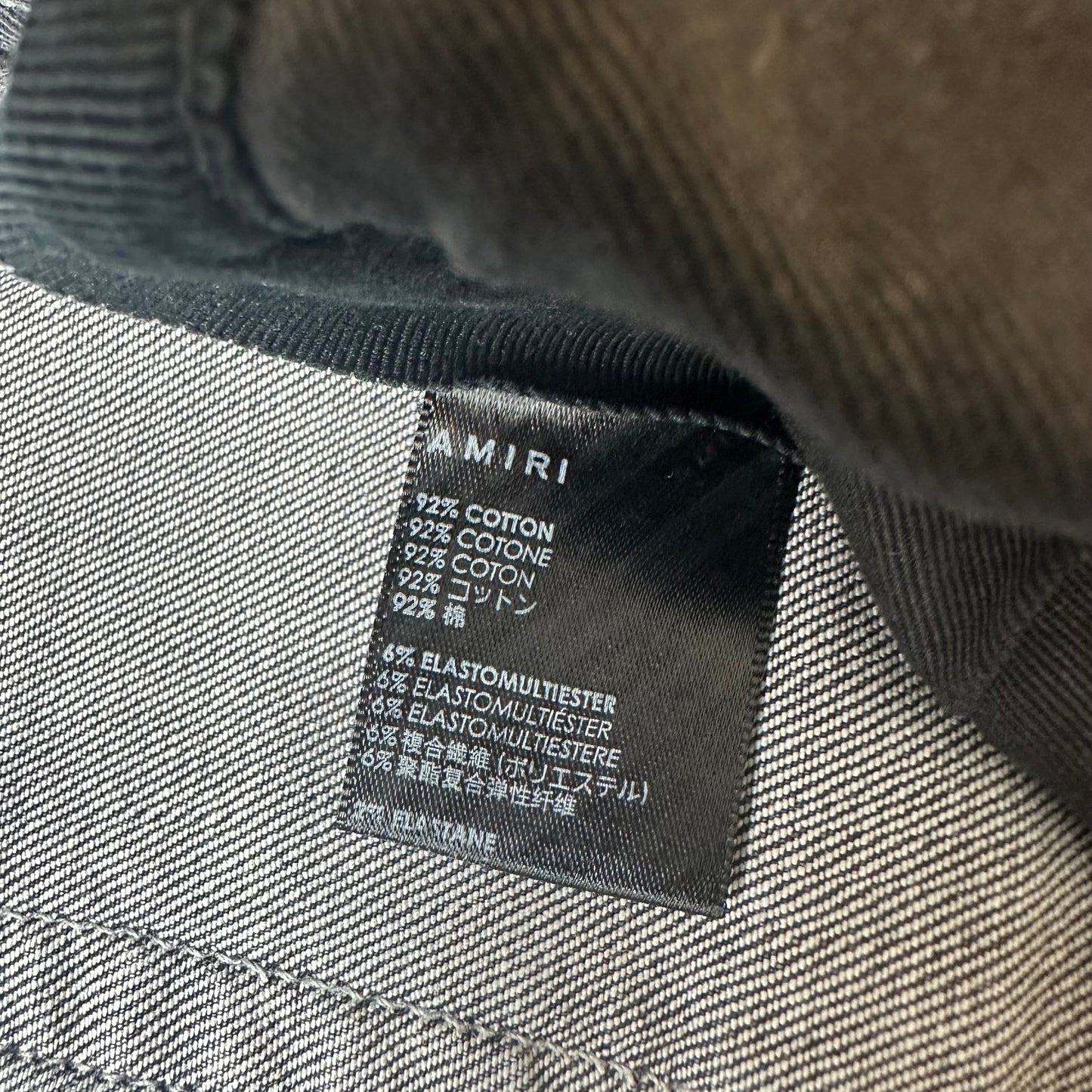 Amiri MX1 Black Paisley Thrasher Grey Denim Jeans Sz 34
