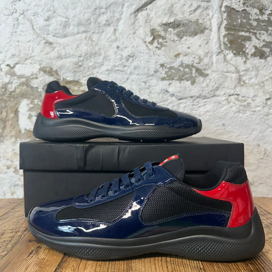 Prada Americas Cup Navy Red Patent Black Sneaker Sz 11