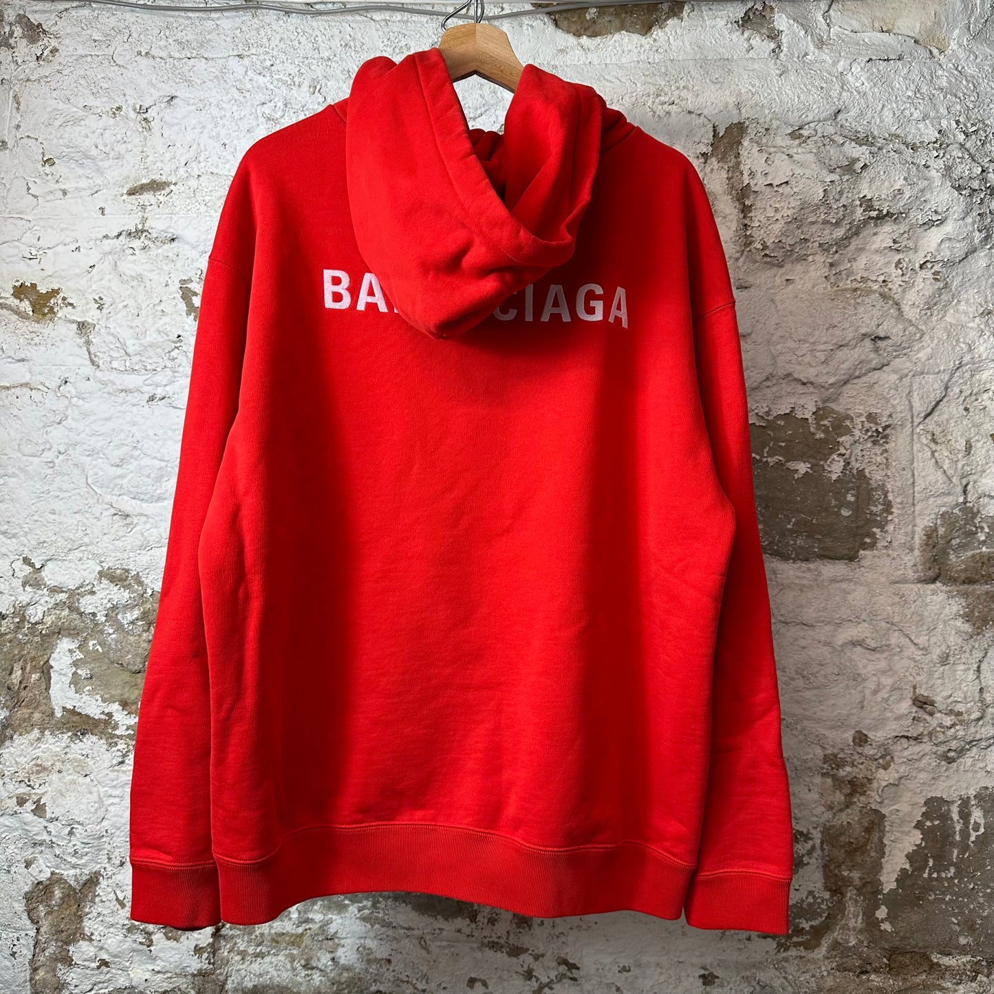 Balenciaga Embroidered Spellout Hoodie Red Sz M