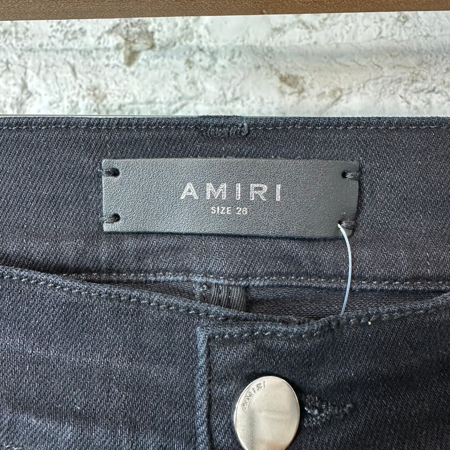 Amiri MX1 Grey Art Patch Black Denim Jeans Sz 28