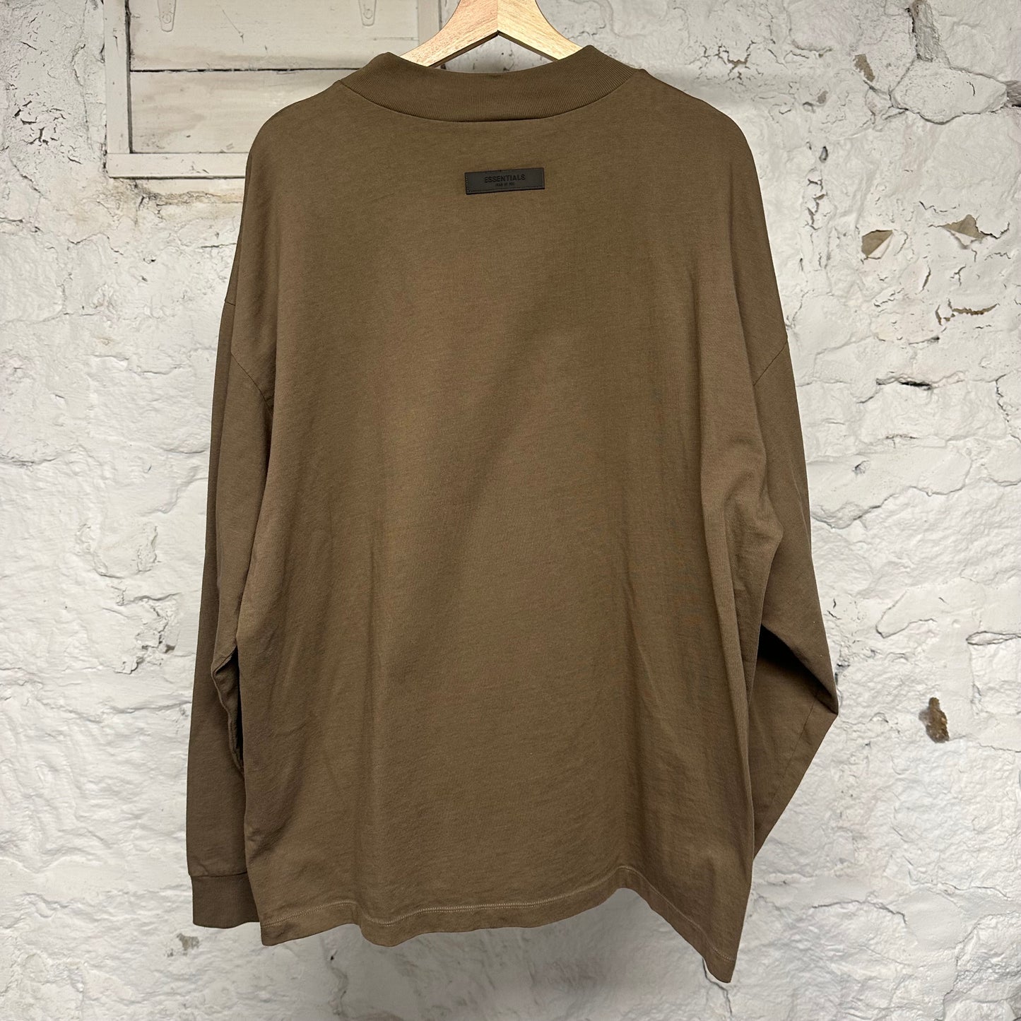 Fear of God Essentials Bold Spellout Brown L/S T-Shirt Sz L