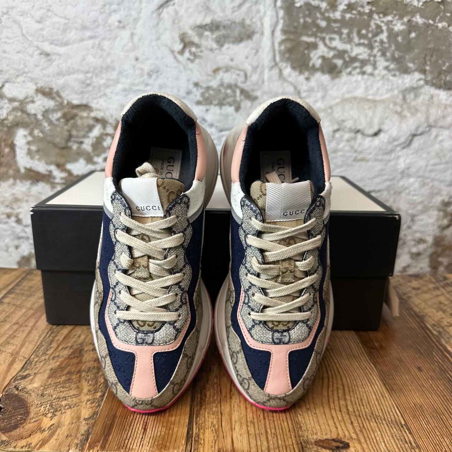 Gucci Rhyton Multicolor GG Monogram Cream Sneaker Sz 5 (37)