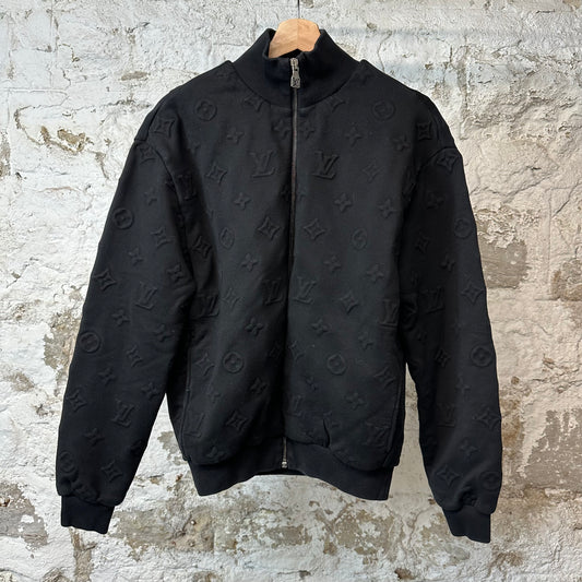 Louis Vuitton Embossed Monogram Varsity Jacket Black Sz M