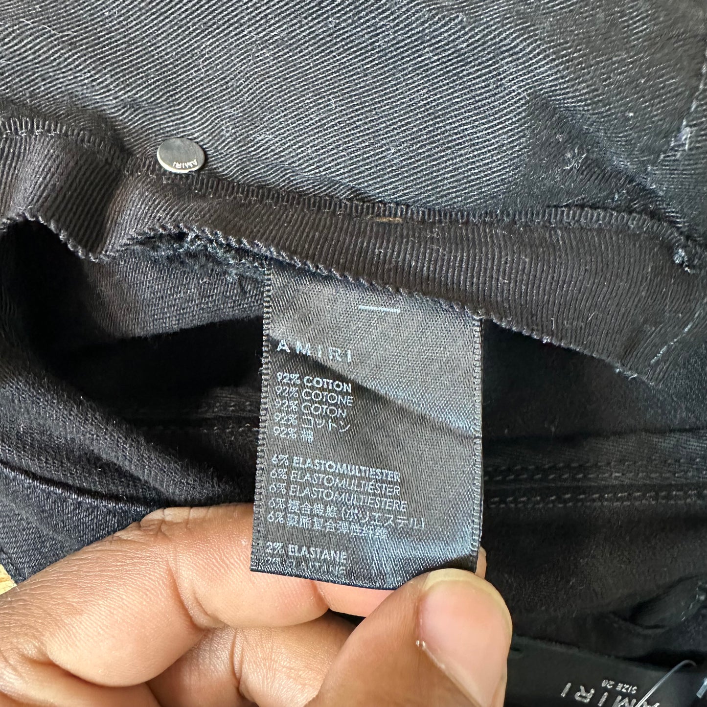 Amiri Knee Hole Plain Black Denim Jeans Sz 28