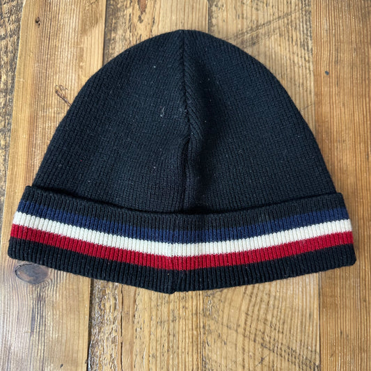 Moncler Small Logo Stripe Black Beanie