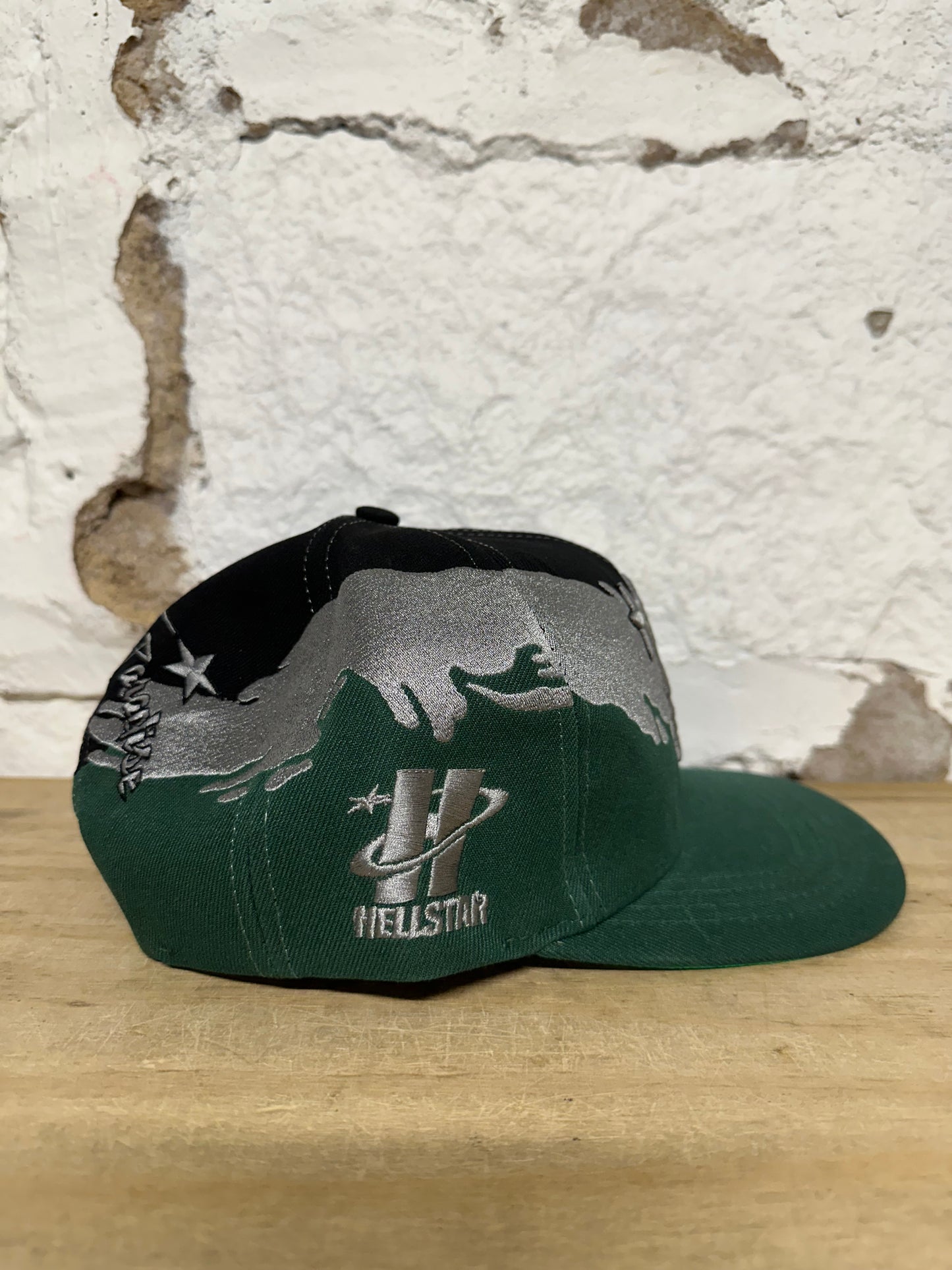 Hellstar Paintbrush Green Silver Black Snapback Hat DS