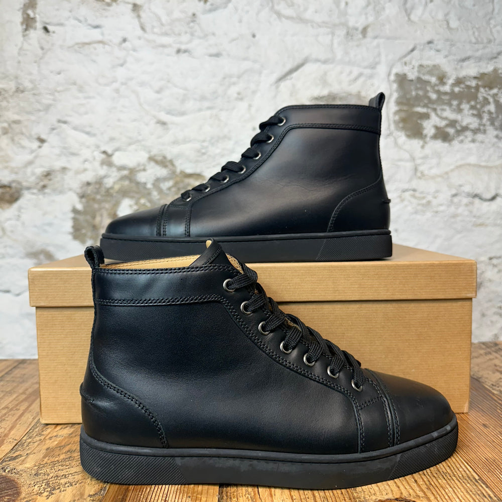 Christian Louboutin High Triple Black Leather Sneaker Sz 7 (40)