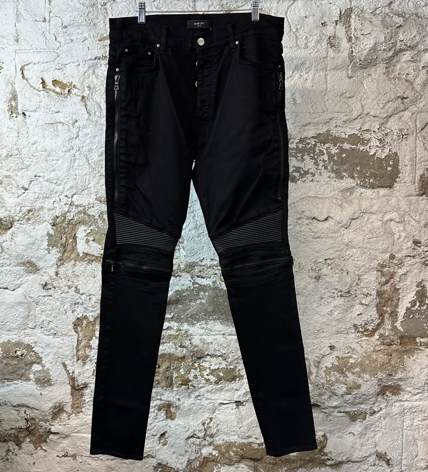 Amiri MX2 Black Patch Black Denim Jeans Sz 34