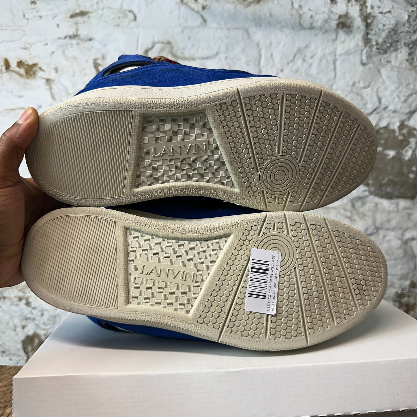 Lanvin Curb Multicolor Lace Blue White Sneaker Sz 13 (46)