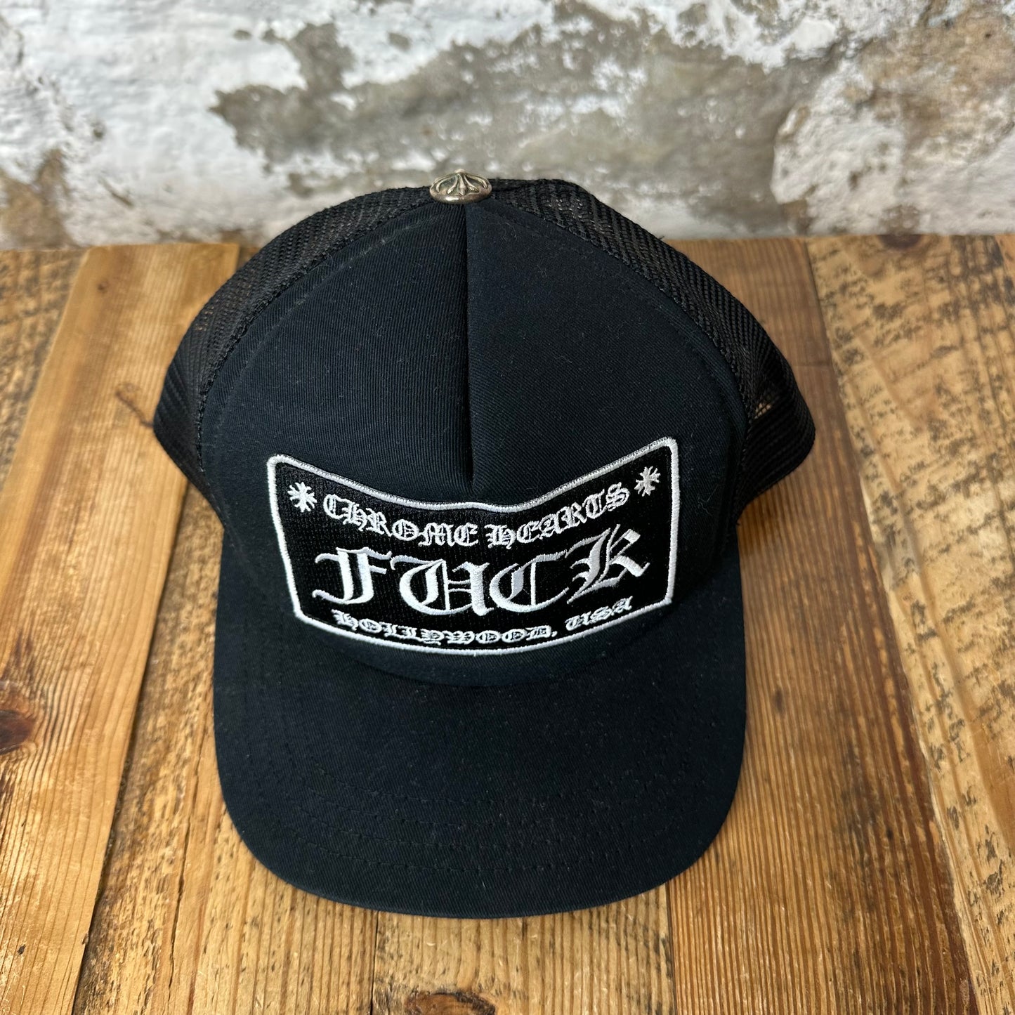 Chrome Hearts Hollywood F*** Black Trucker Hat