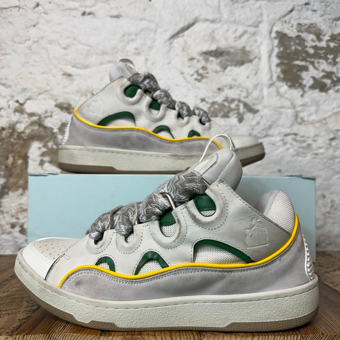 Lanvin Curb Gray White Lace Cream Sneaker Sz 11 (44)