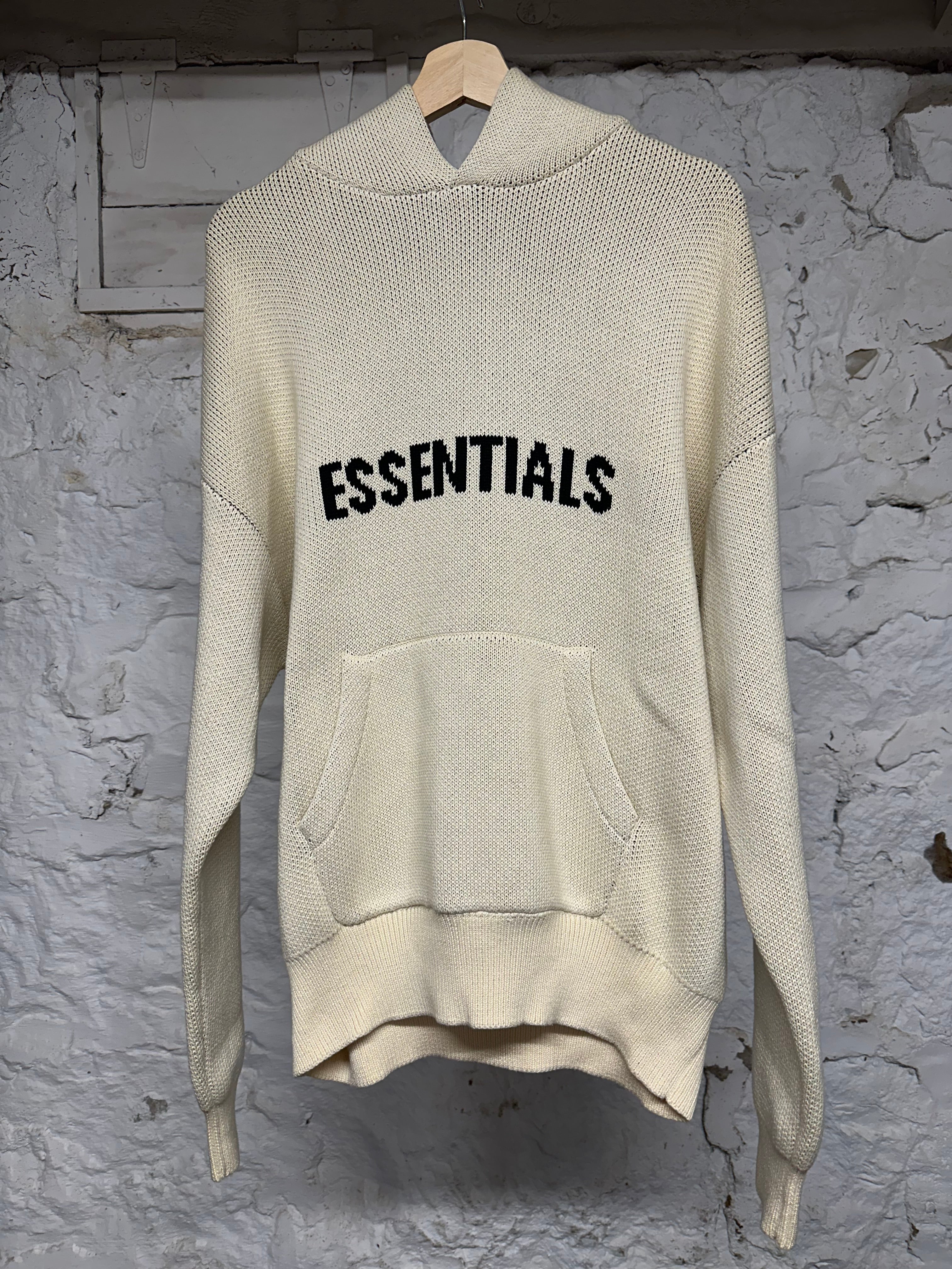Fear of God Essentials Cream Knit Hoodie Sz XS DS