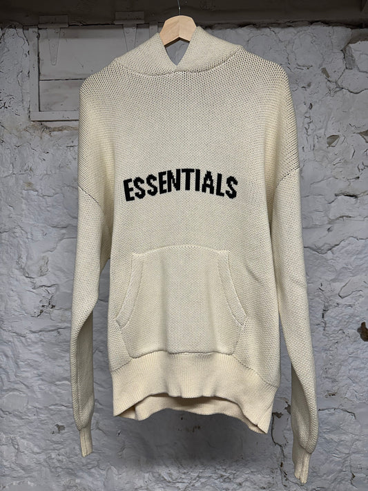 Fear of God Essentials Cream Knit Hoodie Sz XS DS