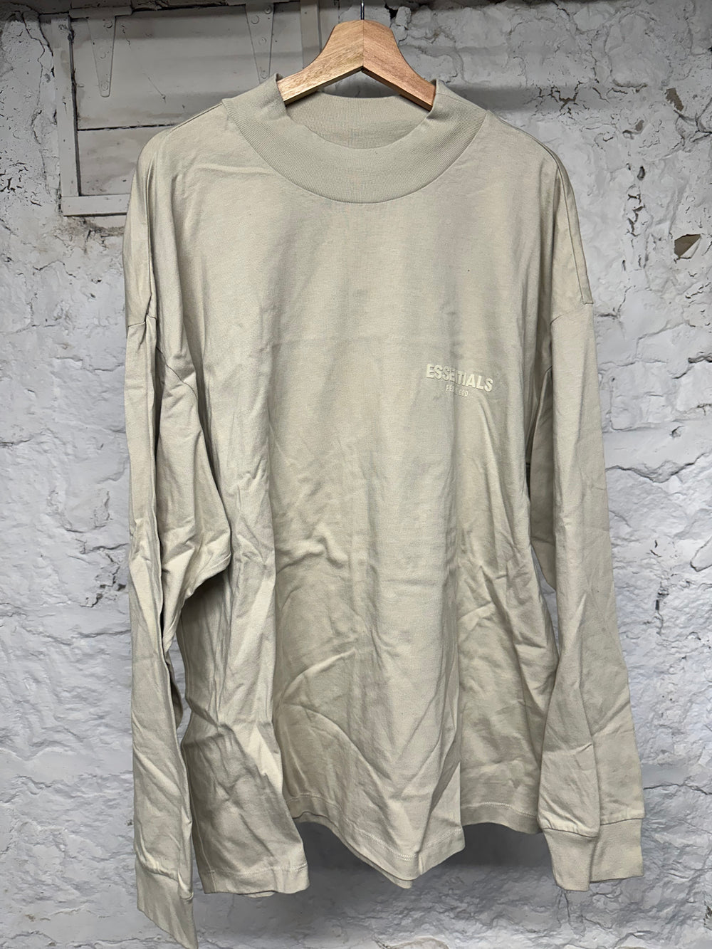 Fear of God Essentials Tan Chest Logo L/S Sz L DS